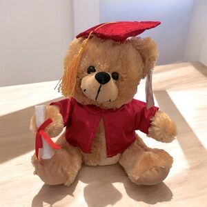 New!! 11” Graduation Teddy Bear Plush in Red Gown
